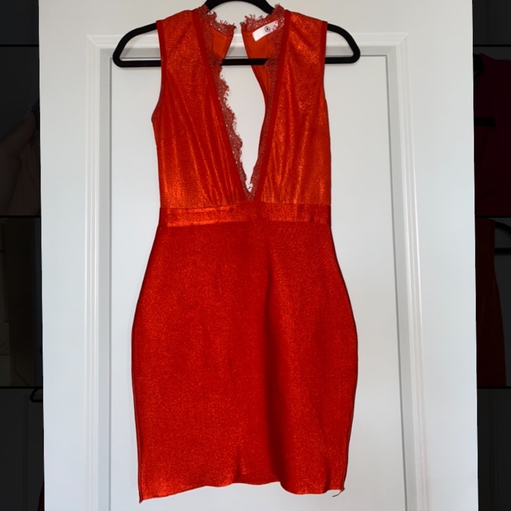 Red Lace Body Con Dress